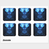 Blauwe Nebula Energie Fractale Kunst Vierkante Sticker (Vel)