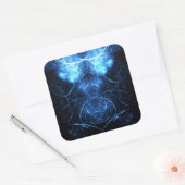 Blauwe Nebula Energie Fractale Kunst Vierkante Sticker (Envelop)