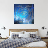 Blauwe Nebula Sri Yantra - Ingewikkeld Canvas (Insitu (Slaapkamer))