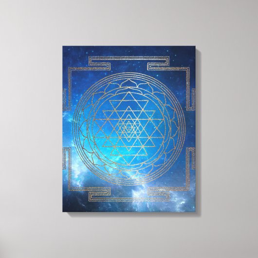 Blauwe Nebula Sri Yantra - Ingewikkeld Canvas Afdruk (Voorkant)