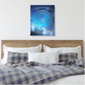 Blauwe Nebula Sri Yantra - Ingewikkeld Canvas Afdruk (Insitu (Slaapkamer))