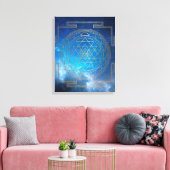 Blauwe Nebula Sri Yantra - Ingewikkeld Canvas Afdruk (Insitu (Woonkamer))