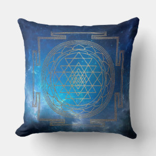 Blauwe Nebula Sri Yantra - Kussen