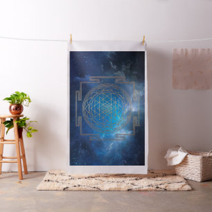 Blauwe Nebula Sri Yantra - Stof