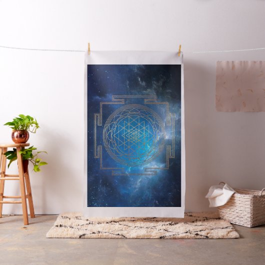Blauwe Nebula Sri Yantra - Stof (Voorbeeld)