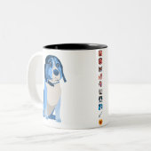 Blauwe Ned-Mok met motestreep Tweekleurige Koffiemok (Voorkant links)