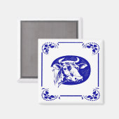 Blauwe Nederlandse Koe Magneet (Voorkant / Achterkant)