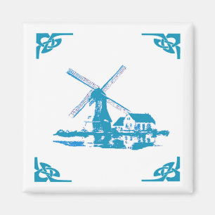 Blauwe Nederlandse Windmill Delft Kijk Magneet