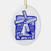 Blauwe Nederlandse Windmill Keramisch Ornament (Rechts)