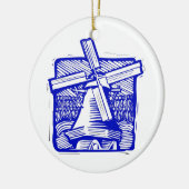 Blauwe Nederlandse Windmill Keramisch Ornament (Links)