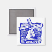 Blauwe Nederlandse Windmill Magneet (Voorkant / Achterkant)