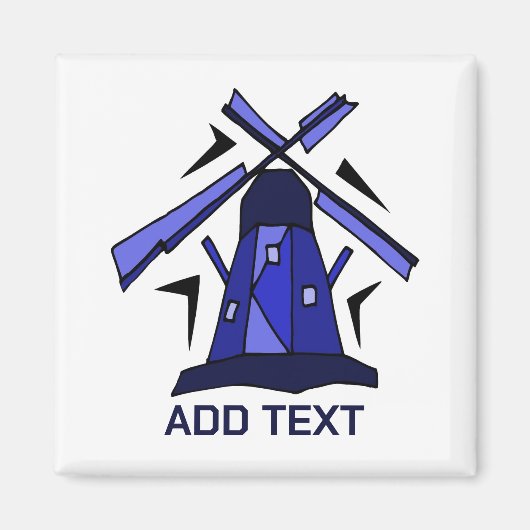 Blauwe Nederlandse Windmill Magneet (Voorkant)
