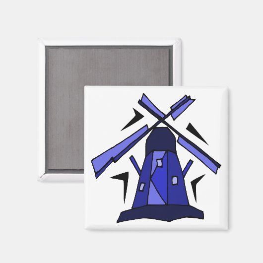Blauwe Nederlandse Windmill Magneet (Voorkant / Achterkant)