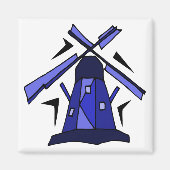Blauwe Nederlandse Windmill Magneet (Voorkant)