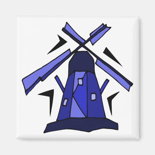 Blauwe Nederlandse Windmill Magneet (Voorkant)