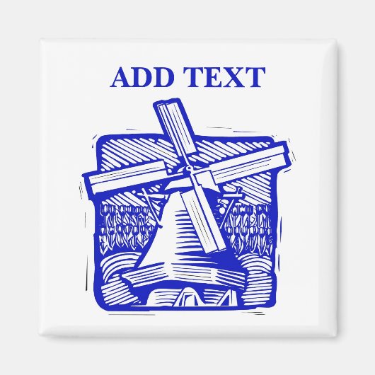 Blauwe Nederlandse Windmill Magneet (Voorkant)