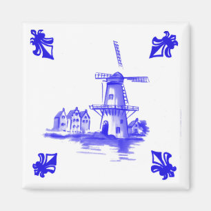 Blauwe Nederlandse Windmill Tile Delft-blik Magneet