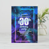 Blauwe Neon 30e verjaardagsfeest Kaart (Staand voorkant)