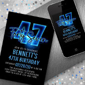 Blauwe Neon 47e verjaardag uitnodiging
