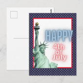 Blauwe Neon 4 juli Vrijheidsbeeld Briefkaart (Voorkant / Achterkant)