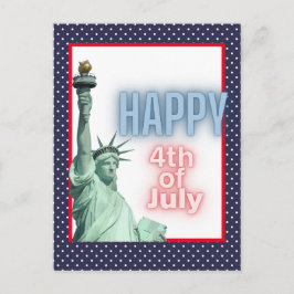 Blauwe Neon 4 juli Vrijheidsbeeld Briefkaart
