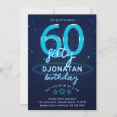 Blauwe Neon 60th Birthday Party Laten we gloed gek Kaart (Voorkant)