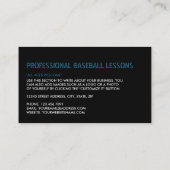 Blauwe Neon Baseball Bat, Baseball Player, Coach B Visitekaartje (Achterkant)