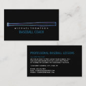 Blauwe Neon Baseball Bat, Baseball Player, Coach B Visitekaartje (Voorkant / Achterkant)