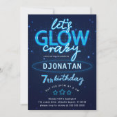 Blauwe Neon Birthday Party Laten we de gloed aanja Kaart (Voorkant)