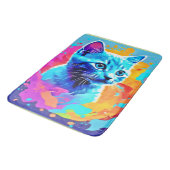 Blauwe Neon Cat in Splatter Badmat (Gekanteld)