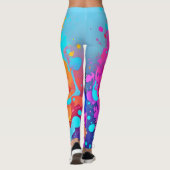 Blauwe Neon Cat in Splatter Leggings (Achterkant)