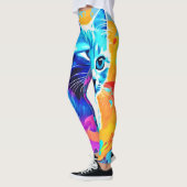 Blauwe Neon Cat in Splatter Leggings (Links)