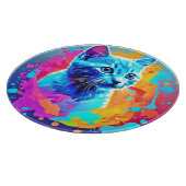 Blauwe Neon Cat in Splatter Snijplank (Hoek)