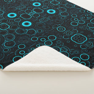 Blauwe Neon Cirkels Sherpa Deken