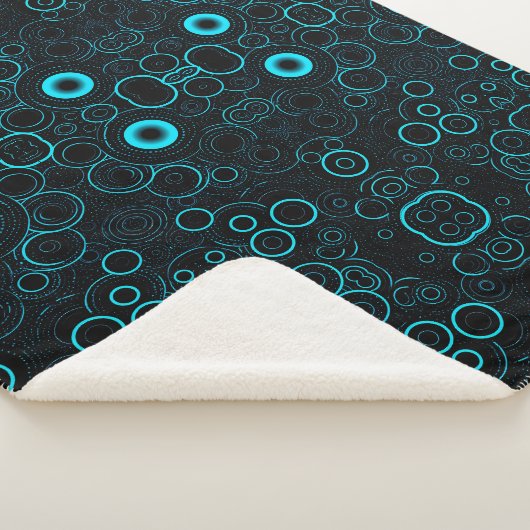 Blauwe Neon Cirkels Sherpa Deken (3/4)