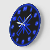 Blauwe neon (effect) grote klok (Hoek)