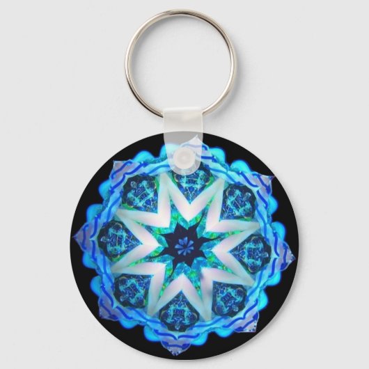 Blauwe neon Kaleido-Star Sleutelhanger (Voorkant)