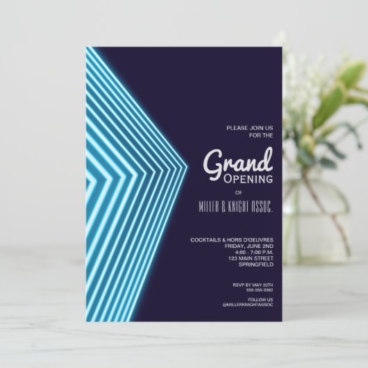 Blauwe Neon Lichten Bedrijf Kaart (Staand voorkant)