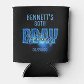 Blauwe neon verjaardag blikjeskoeler (Voorkant)