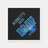 Blauwe neon verjaardag servet (Voorkant)