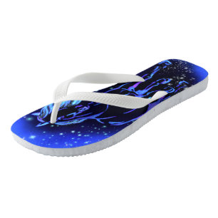 Blauwe neonpaarden die op de maanlichte Sterrennac Teenslippers