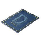 Blauwe Nep Denim Monogram Letter D Naam Notitieboek (Linkerzijde)