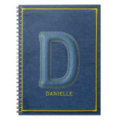 Blauwe Nep Denim Monogram Letter D Naam Notitieboek (Voorkant)