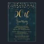 Blauwe Nep Goud 50ste Huwelijksjubileum Uitnodigin Kaart<br><div class="desc">Deze elegante uitnodiging voor een 50ste huwelijksverjaardag is eenvoudig maar toch elegant. Hij heeft een nep gouden kalligrafie kop en een willekeurig patroon van stippen aan de bovenkant van de uitnodiging. De achtergrond is een donkerblauwe textuur afbeelding en de achterkant van de uitnodiging heeft een nep gouden glinsterende textuur. Deze...</div>