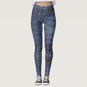 Blauwe nep zakdenim Leggings