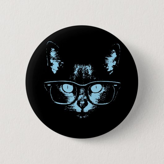 Blauwe nerenkat ronde button 5,7 cm (Voorkant)