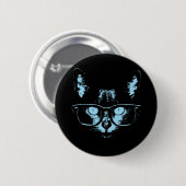 Blauwe nerenkat ronde button 5,7 cm (Voorkant /achterkant)