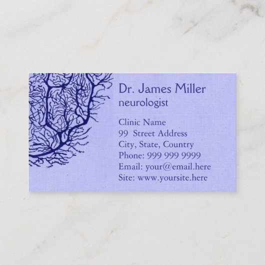 Blauwe neuroloog Visitekaartje met Neuron Tekening (Achterkant)