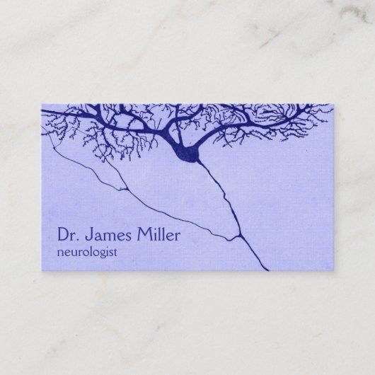 Blauwe neuroloog Visitekaartje met Neuron Tekening (Voorkant)