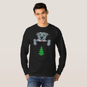Blauwe neus Pit Bull Puppy In Pocket & Kerst T-shirt (Voorkant volledig)